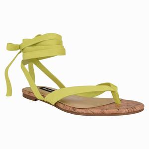 Nine West Tiedup Ankle Wrap Flat Sandals - Yellow - Ireland (IA1349506)